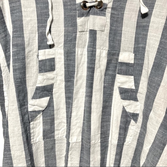 BLUE ISLAND Beach Swim Coverup Tunic Nautical Stripe Lace Up Hoodie Medium - Picture 11 of 14